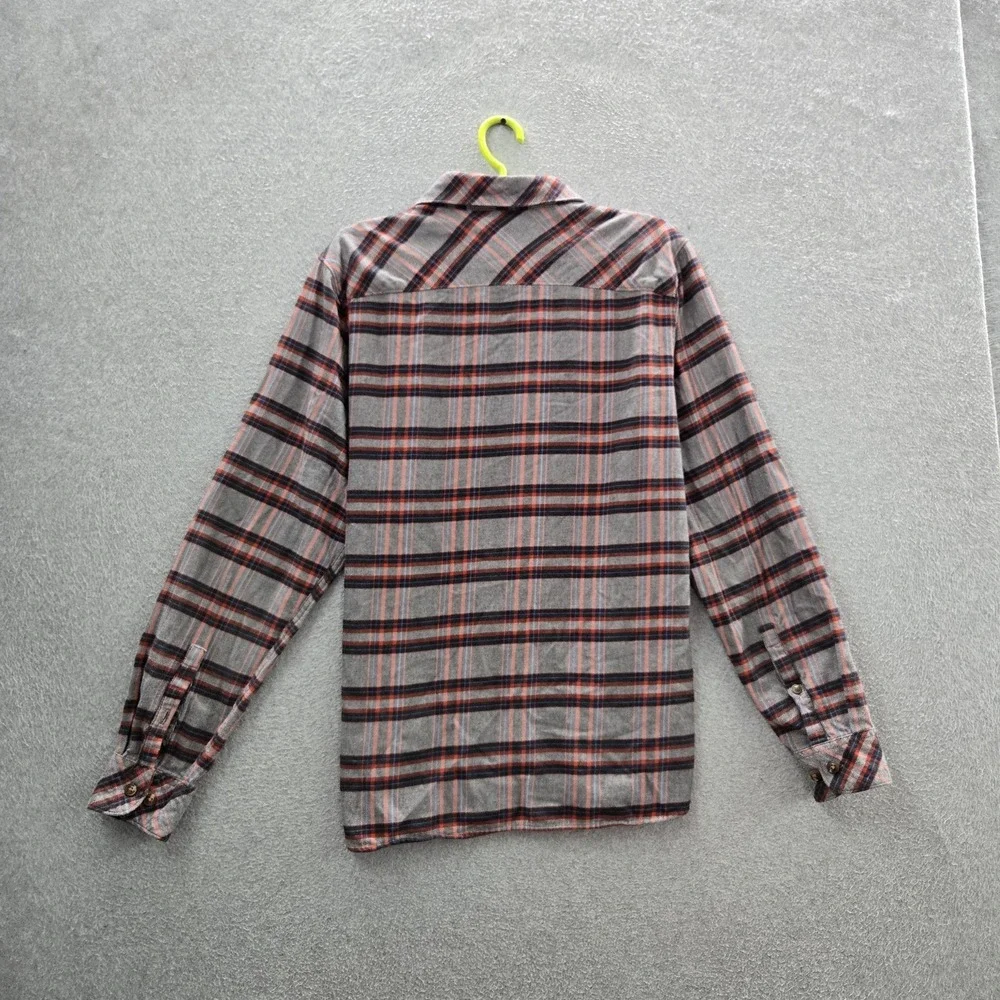 The North Face Men Button Up Shirt L/G Gray Plaid Brush Flannel Long Sleeve